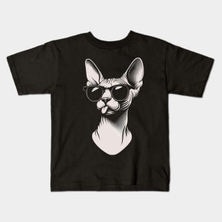 Sphynx Cat with Sunglasses Kids T-Shirt